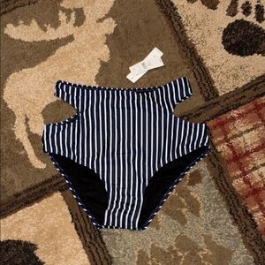 Striped High-Waisted Bikini Bottom